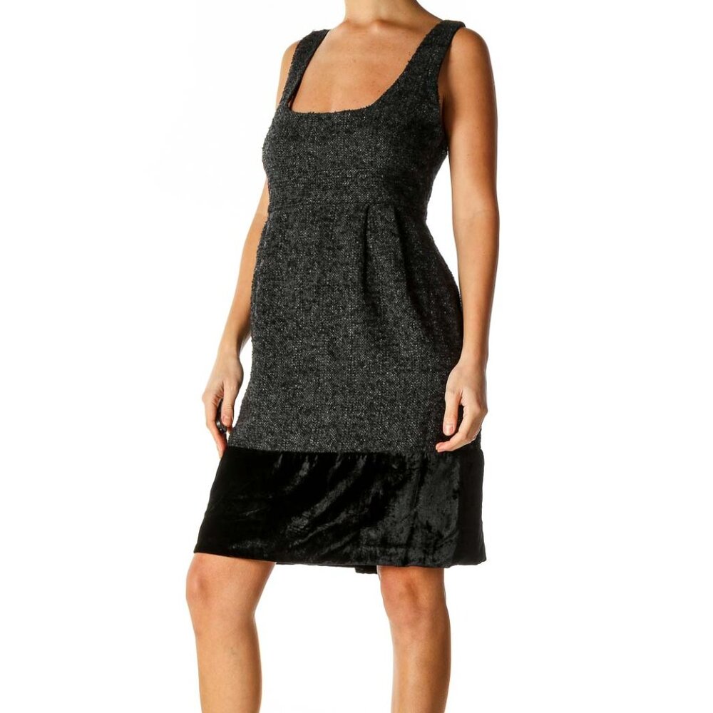 Zara Black Textured Fit & Flare Dress - Picture 2 of 3
